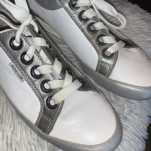 Mephisto Leather Sneakers Air Relax Shock Absorbing Soles White Silver Ladies 10 - Picture 16 of 16